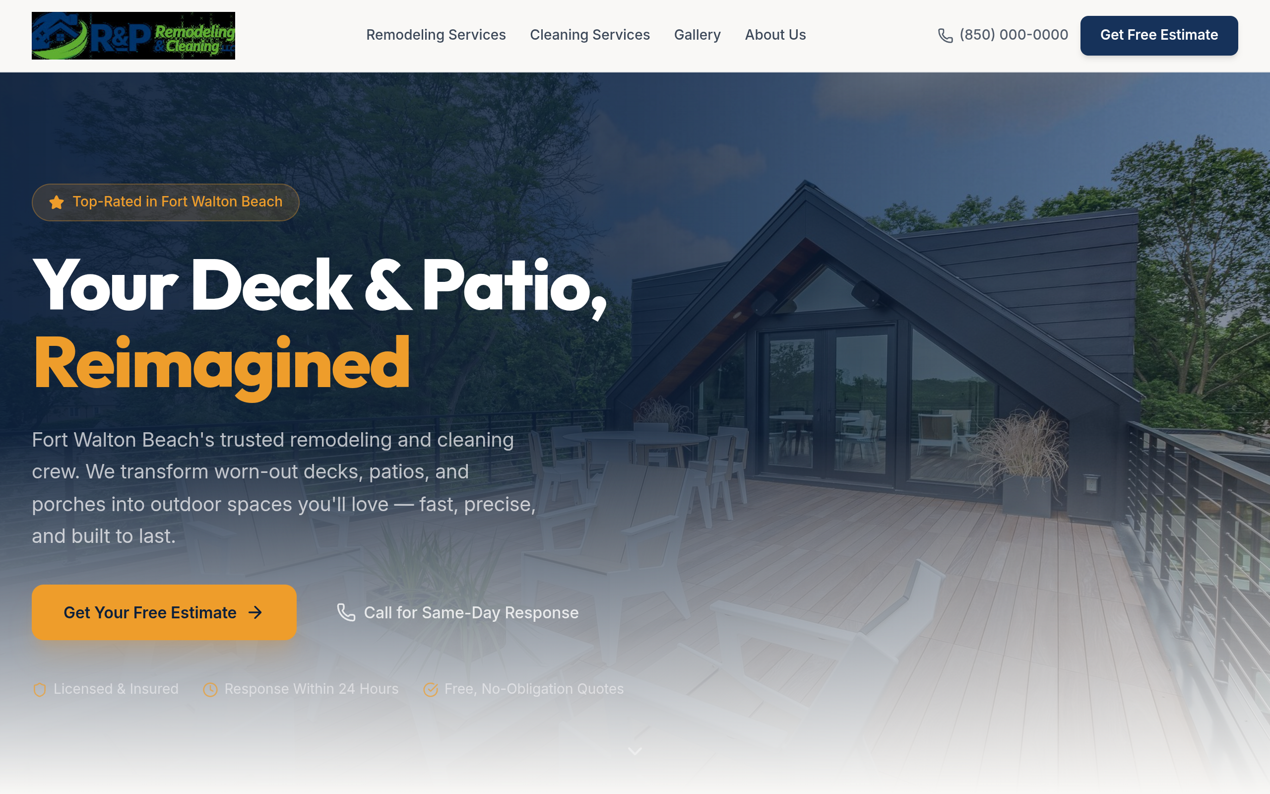 RP Remodeling & Cleaning LLC website screenshot
